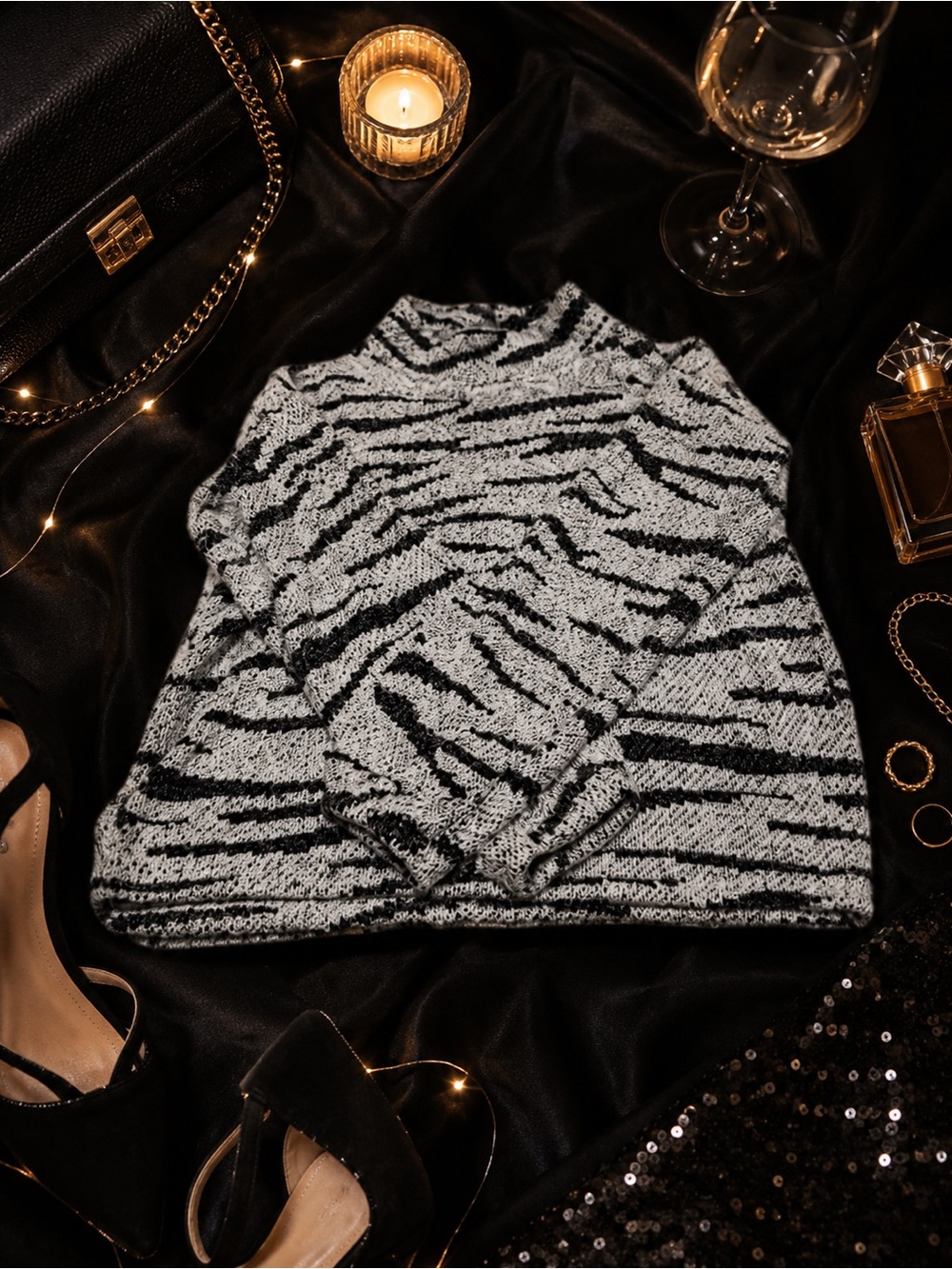 Maurices Black and White Zebra Print Sweater